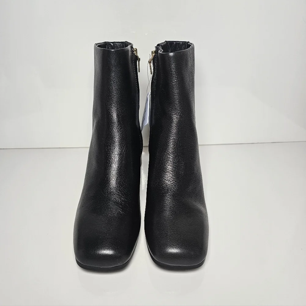 Aerosoles Ortona Black Leather Square Toe Bootie Size 10.5 NWT